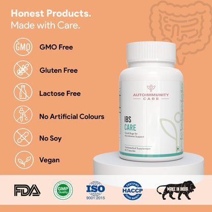 Autoimmunity Care: IBS Care 3-in-1 Gut Health Supplement | Probiotics + Digestive Enzymes | Supports Healthy Digestion, Bloating, Gas & Bowel Regularity | 60 Capsules for Men & Women