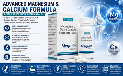 Docttray Megrate Magnesium and Dibasic Calcium Phosphate Tablets-30 Tablets