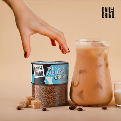 DAILYGRIND Vanilla Instant Coffee Powder 50g | Freeze-Dried Pure Arabica Coffee Granules | For Mochas, Espresso, Cappuccino, Latte, Frappes | Medium Roast Hot & Cold Coffee (25 Cups)