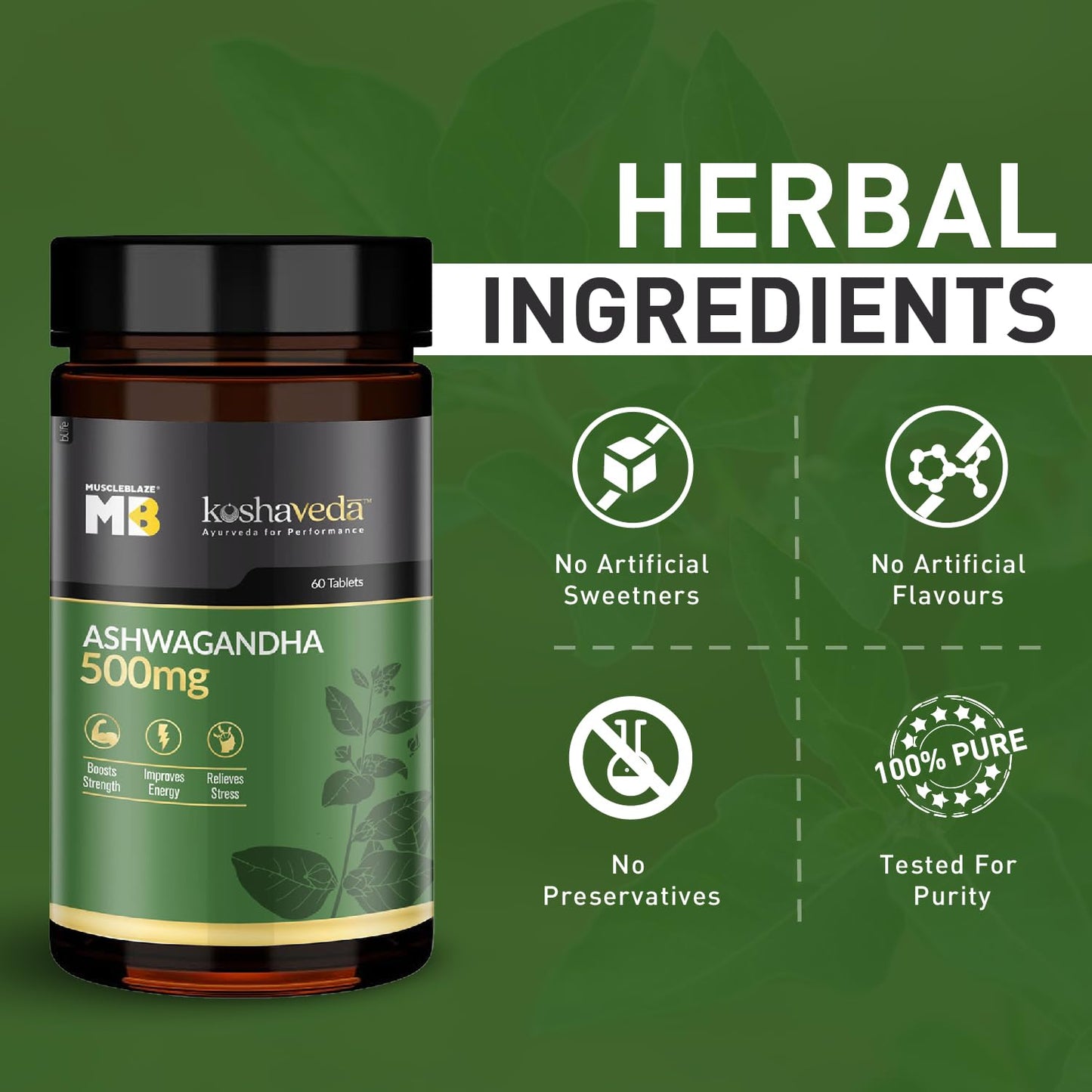 MuscleBlaze Koshaveda Ashwagandha 500mg (60 Tablets) | Ayurveda for Per- image 6