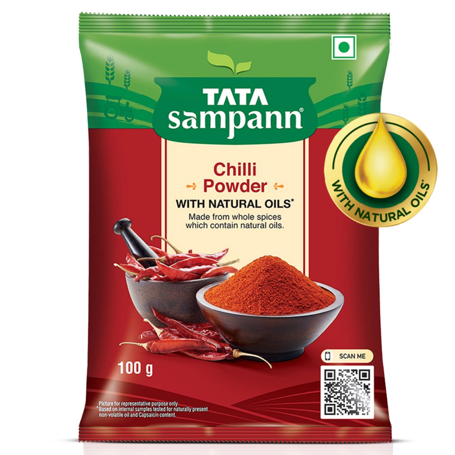 Tata Sampann Chilli Powder with Natural Oils, 100g, Lal Mirchi Powder, Mirchi Powder