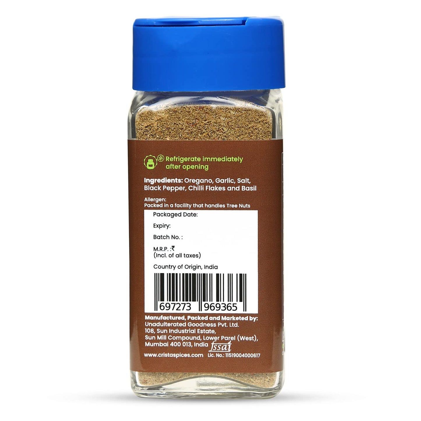 CRISTA Woody Oregano Seasoning | Fresh | Aromatic | Premium Spices & Herbs Blend | Vegan | Trans Fat Free | Cholesterol Free | Zero added Colours, Fillers, Additives & Preservatives | 50 gms