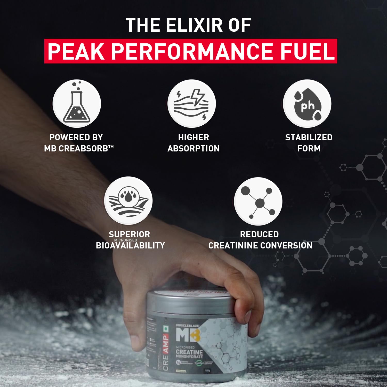 MuscleBlaze Creatine Monohydrate CreAMP™ Powder (Unflavoured, 32 Servin- image 6