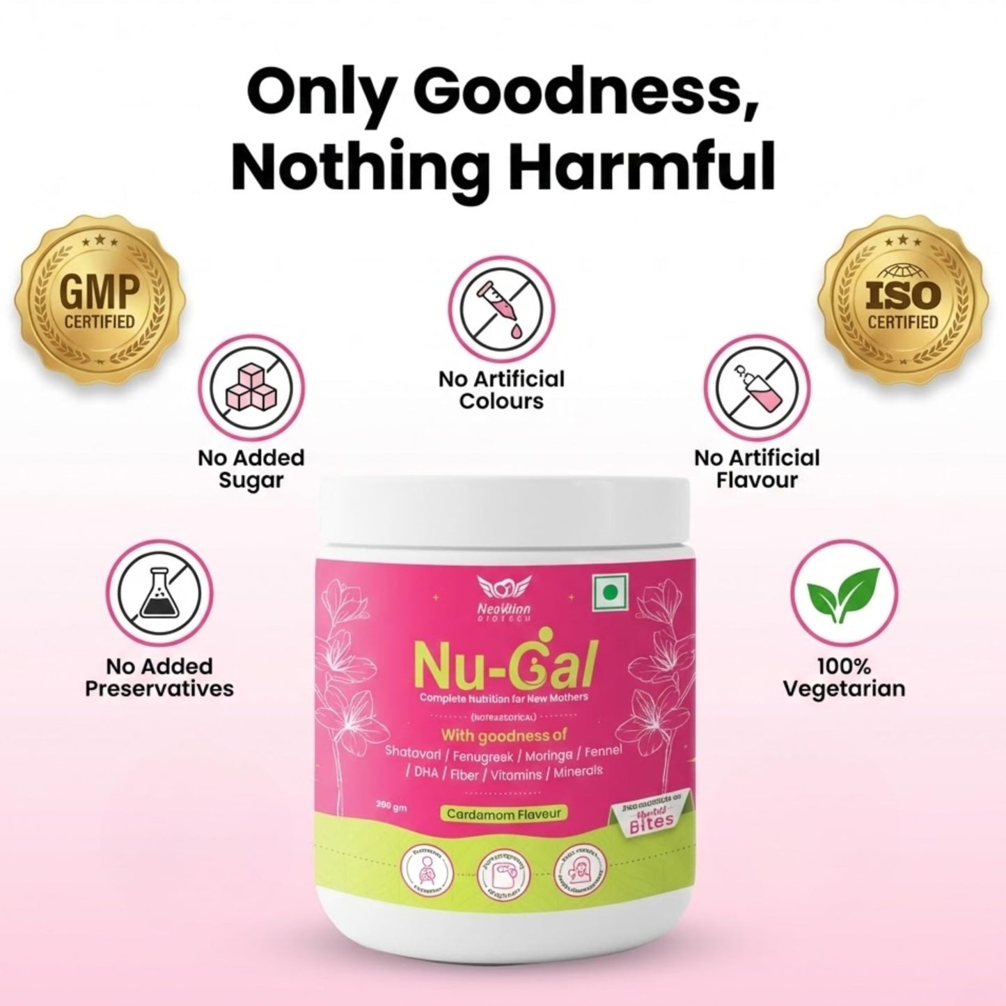 Nu-Gal Lactation Powder 200g | Postnatal Nutrition Drink for New Mothers | Blend of Shatavari, Fenugreek, Moringa, Fennel, DHA, Fiber, Vitamins & Minerals | No Added Sugar