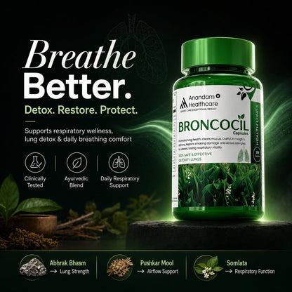 Lung Detox & Cleanse Capsules for Smokers & Pollution | Ayurvedic Respiratory & Breathing Support Supplement | Mucus & Airway Cleansing | Daily Lung Health Detox from Within | Broncocil for Men & Women