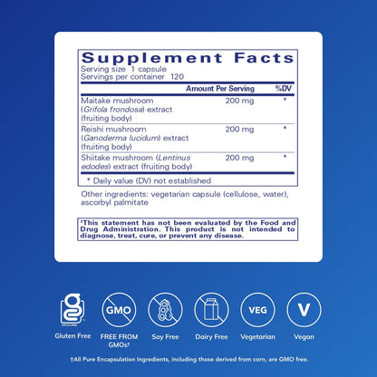 Pure Encapsulations M/R/S Mushroom Formula, 120 Count
