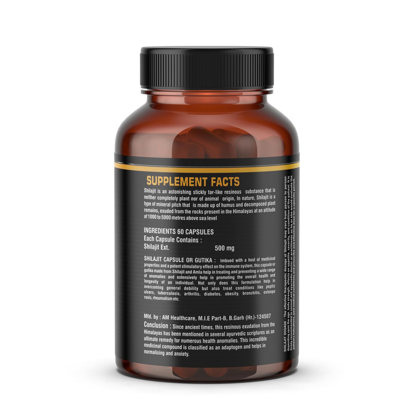 Kayashree Shilajit | 100% Pure Shilajit I 60 Capsules | Enhances Stamina, Energy, and Power | Supports Healthy Testosterone Levels