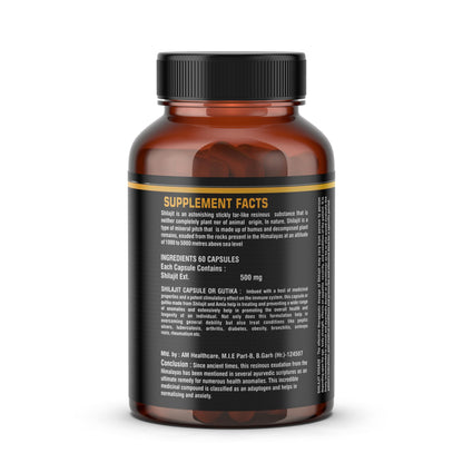 Kayashree Shilajit | 100% Pure Shilajit I 60 Capsules | Enhances Stamina, Energy, and Power | Supports Healthy Testosterone Levels