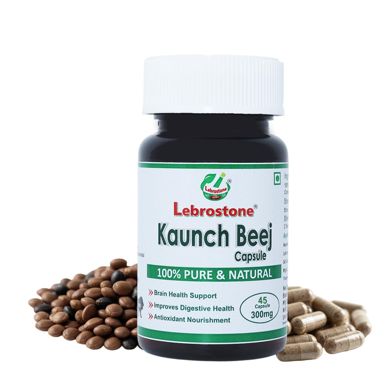 Lebrostone Kaunch Beej Capsules -45| Strength, Stamina & Vitality Support | Pure Ayurvedic Supplement