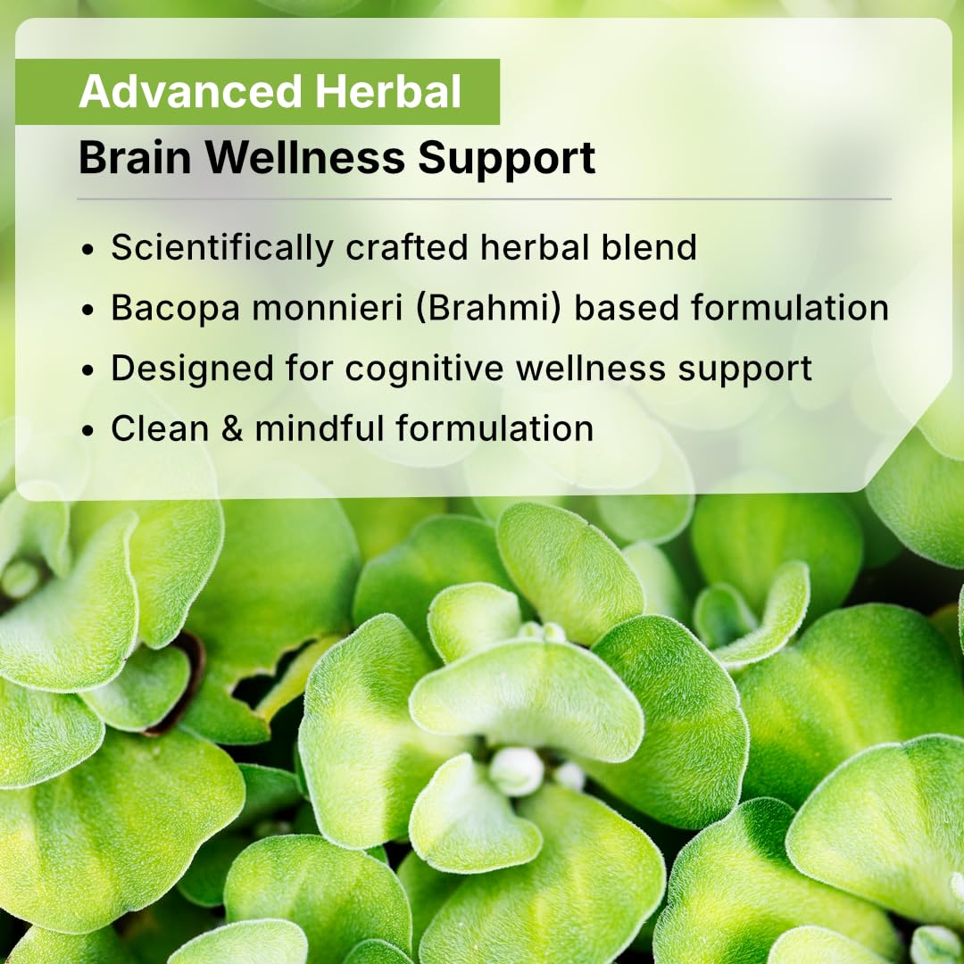 Biotex Bacopa+ 500mg | Brahmi (Bacopa monnieri) 400mg + Haridra (Curcuma longa) 100mg | Memory & Focus Support | Ayurvedic Herbal Supplement | Vegetarian Capsules | Gluten-Free | 30 Count