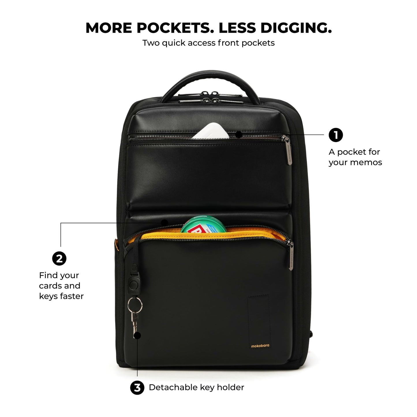 MOKOBARA The Radio Backpack Water-Resistant 15.6" Laptop Bag with Luggage Sleeve for Work, Travel, and Daily Use - Suitable for Men and Women (Money Moves, Black)