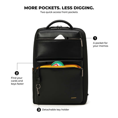 MOKOBARA The Radio Backpack Water-Resistant 15.6" Laptop Bag with Luggage Sleeve for Work, Travel, and Daily Use - Suitable for Men and Women (Money Moves, Black)