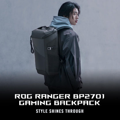 ASUS ROG Ranger BP2701 (2025) Lightweight Gaming Backpack, Spacious storage upto 22L, Ergonomic design, Built-in luggage strap, Adjustable Chest Strap, fits up to a 17-inch laptop, Black, 0.93 kg