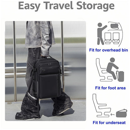 Arctic Hunter Expandable Travel Backpack For Men 35L Shockproof EVA Back Pad Water-repellent Heavy Duty & Large 17.3-inch Laptop Bag For Business Trip,Travel Abroad (Black)