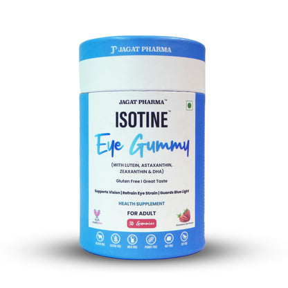 Jagat Pharma Isotine Eye Gummy with Lutein, Astaxanthin, Zeaxanthin & DHA, 30 Gummies, Gluten Free For Adults