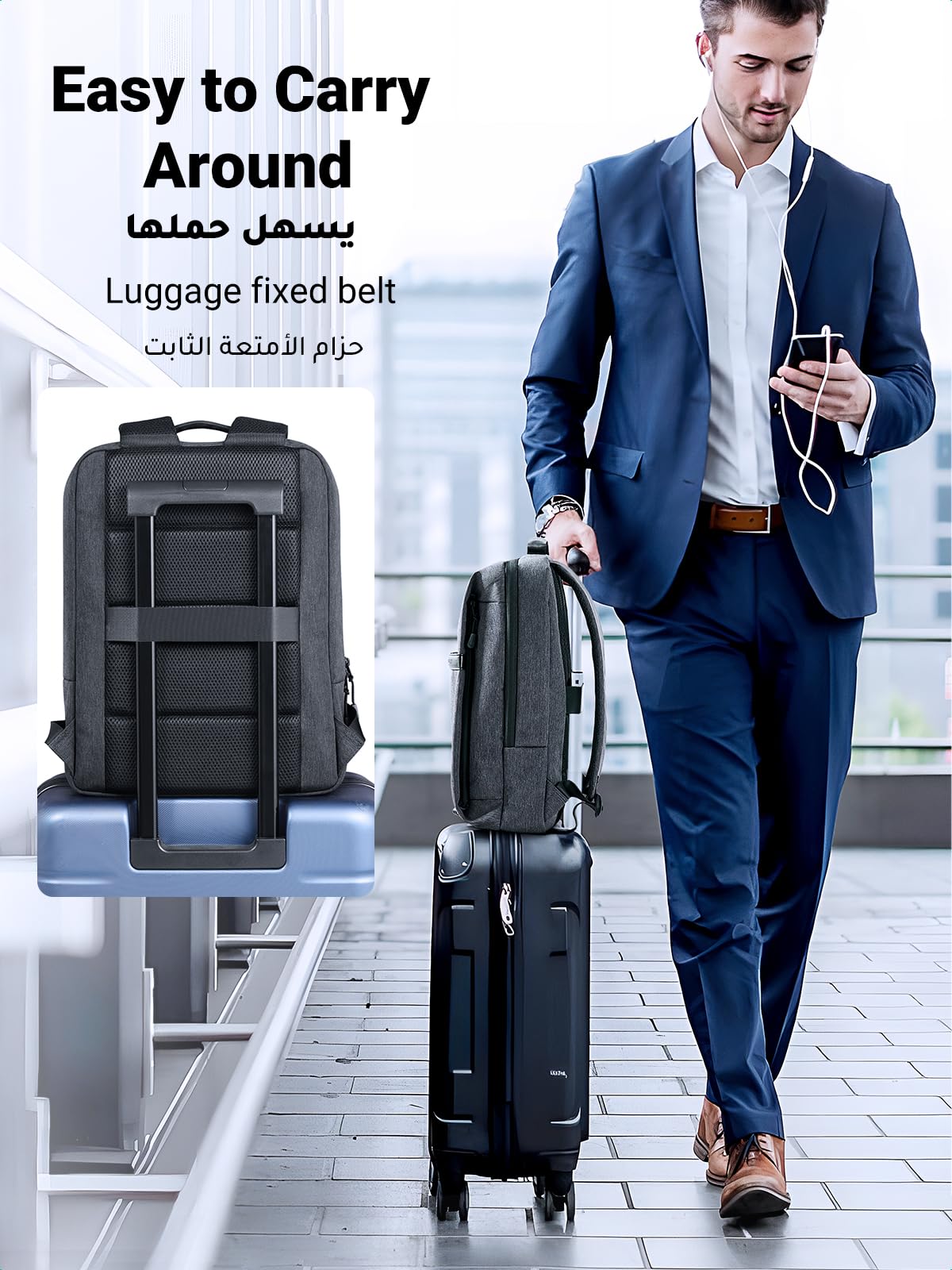 UGREEN Laptop Backpack 15.6'' School Backpack 【Large Capacity】 Ergonomic Travel Laptop Backpack for Men and Women 【Shockproof & Waterproof】 BookBag for College Laptop Bag Fit For Laptops Up to 15.6'', Grey, 37*28.5*11cm