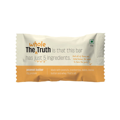 The Whole Truth - Protein Bars | Peanut Butter | Pack of 6 x 52g each | No Added