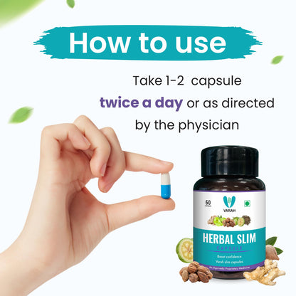 VARAH HEALTHCARE Herbal Slim Capsules - Natural Weight Management Formula | 60 Capsules | Supports Healthy Weight Loss & Metabolism