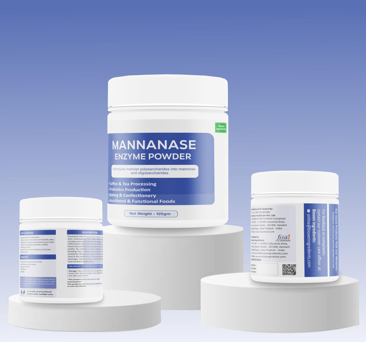 Bioven Ingredients Mannanase Enzyme, Non-GMO, Dietary Supplements/Food and Beverages, Broad pH Range of Activity, Excellent Thermostability, Hydrolyse Mannan, No Filters/Binder