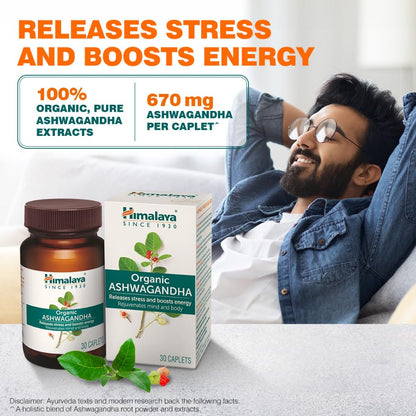 Himalaya Organic Ashwagandha 670Mg Tablet |Helps Release Stress | Rejuvenates Mind And Body | General Wellness | Pack Of 30