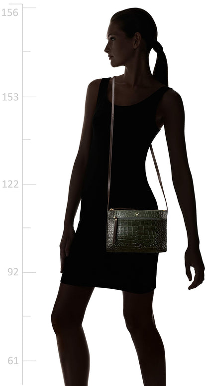 Hidesign Leather Sling Bag- Emerald Brown