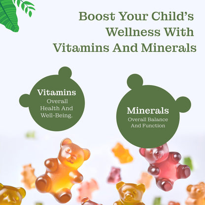Qaadu Kids Multivitamin Gummies pack 2 | 60 X 2Gummies | Vitamins A, C, D, E, B12, Zinc | Daily Health, Energy Boost, Immune Support | Strawberry & Lemon Flavor | Power & Strength Gummies