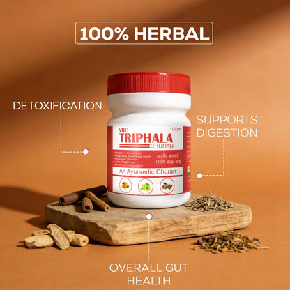 VRC Healthcare Triphala Churan 100g | Ayurvedic Supplement with Amla, Baheda & Harad | Helps in Constipation, Blood Sugar Level, Improves Digestion, Weight Loose, Gut Health, Immunity Booster