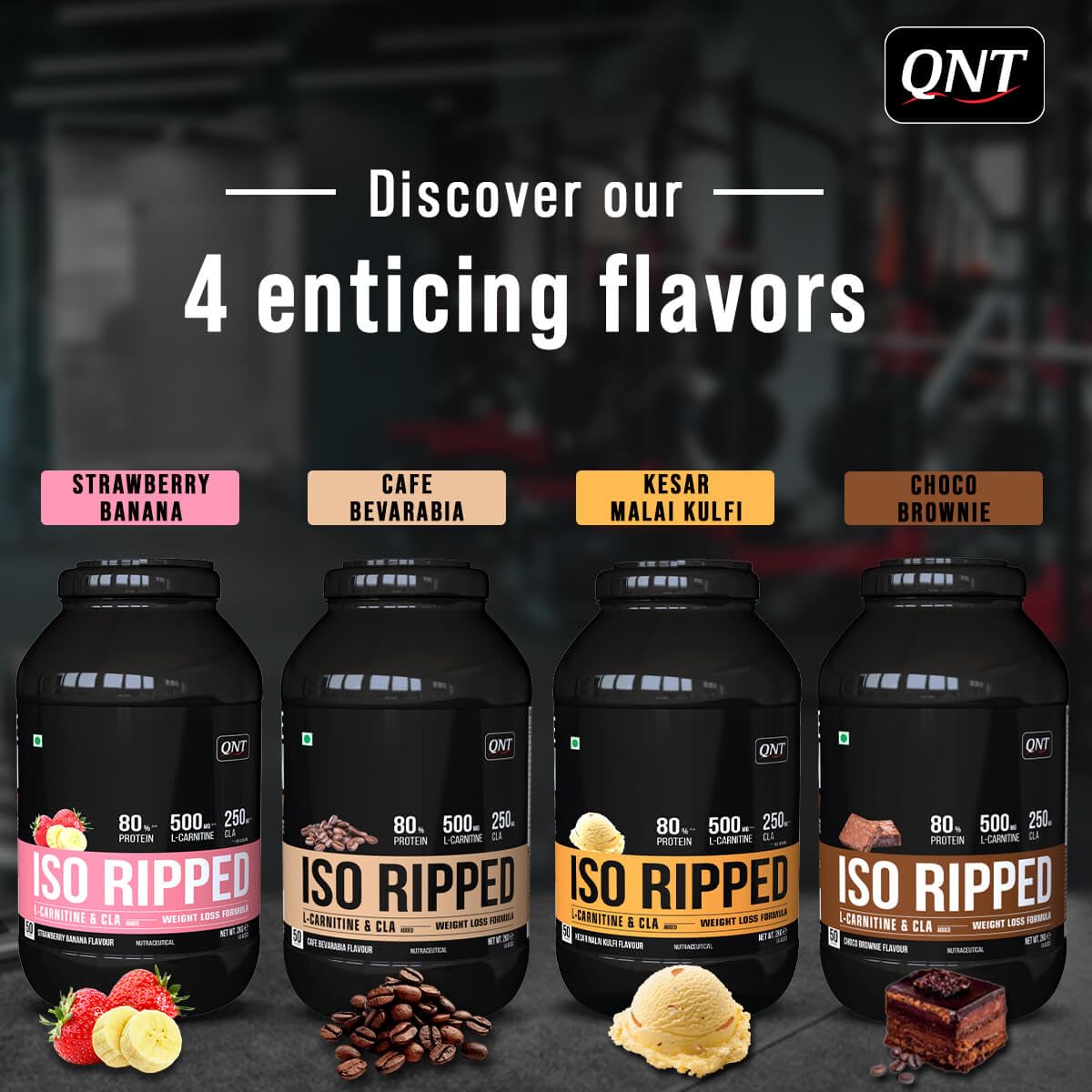 QNT ISO Ripped Whey Protein Isolate Powder | With L-Carnitine & CLA | 32g Pure Whey Isolate per Serving | Supports Lean Muscle Growth & Weight Loss | Choco Brownie Flavor, 1 Kg
