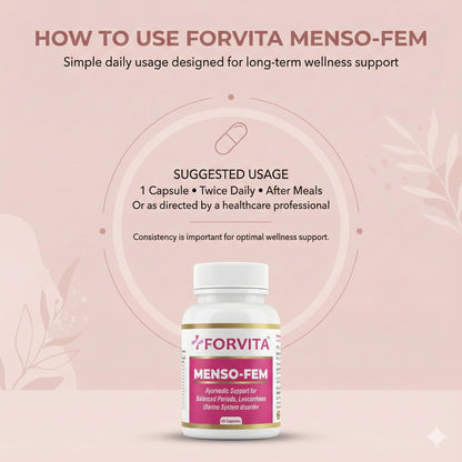 FORVITA Menso-Fem Ayurvedic Women's Wellness Capsules| Hormonal Balance Support for Women | Menstrual Cycle & PMS Support with Ashoka & Shatavari | 10:1 Herbal Extract | Menopause & Perimenopause Wellness| 60 Capsule