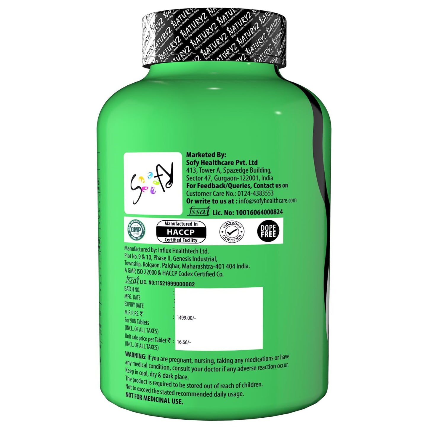 Naturyz Testo-6 Plant based Supplement For Men 2100mg per serving with Maximum Strength 1000mg Tribulus Terrestris, Safed Musli,Kaunj,Ashwagandha, Fenugreek & Panax Ginseng for Muscle gain-90 Tablets