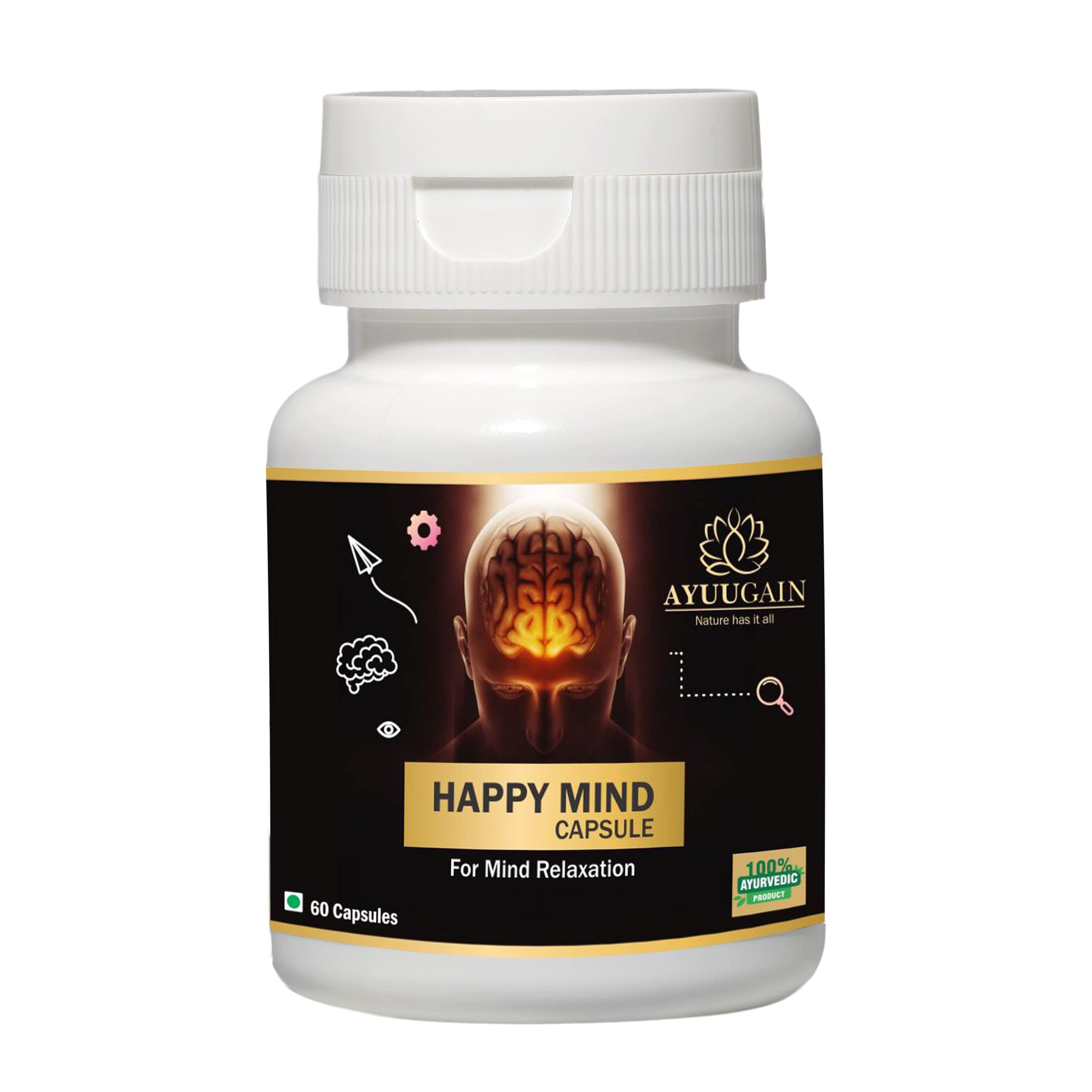 Ayuugain Happy Mind Capsule, Herbal Support for Stress, Tension & Anxie- image 6