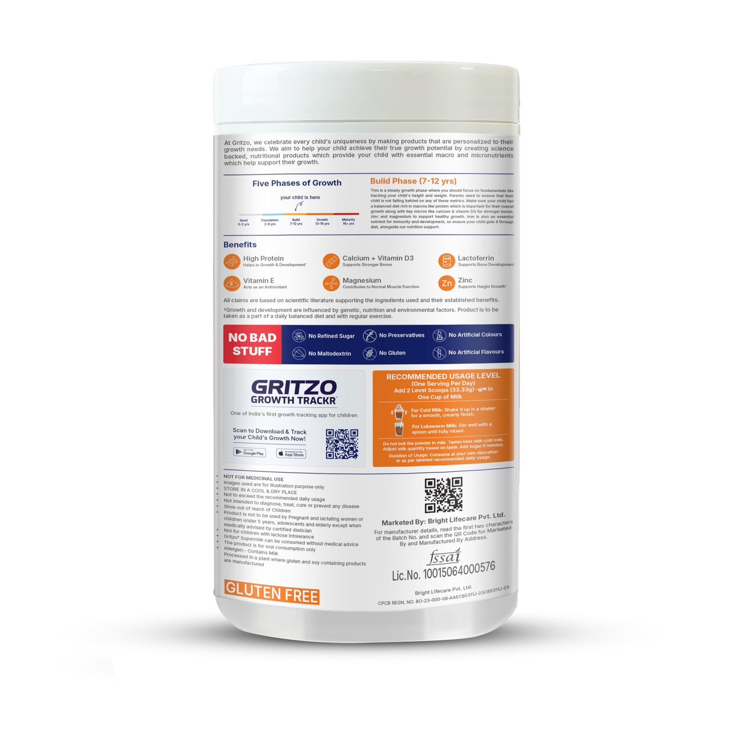 Gritzo SuperMilk Growth+ (7-12y Boy), 400g + Sipper