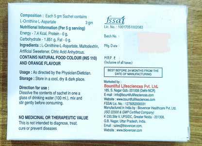 Hepaful, L-Ornithine L-Aspartate Granules, Orange Flavor, 5g Sachet, Oral Administration