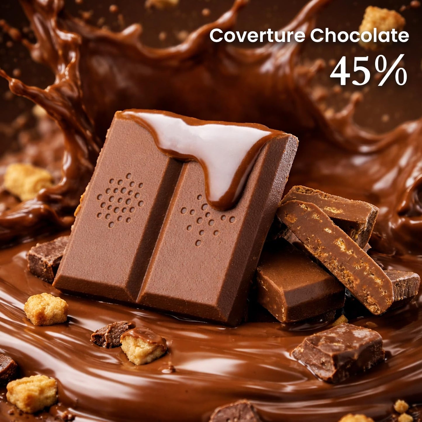 Chokola French Biscuit 45% Milk Chocolate Bar – Creamy Milk Chocolate with Crunchy Biscuit, 80g