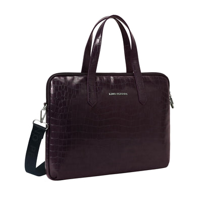 Lino Perros Womens Croco Brown Laptop Bag