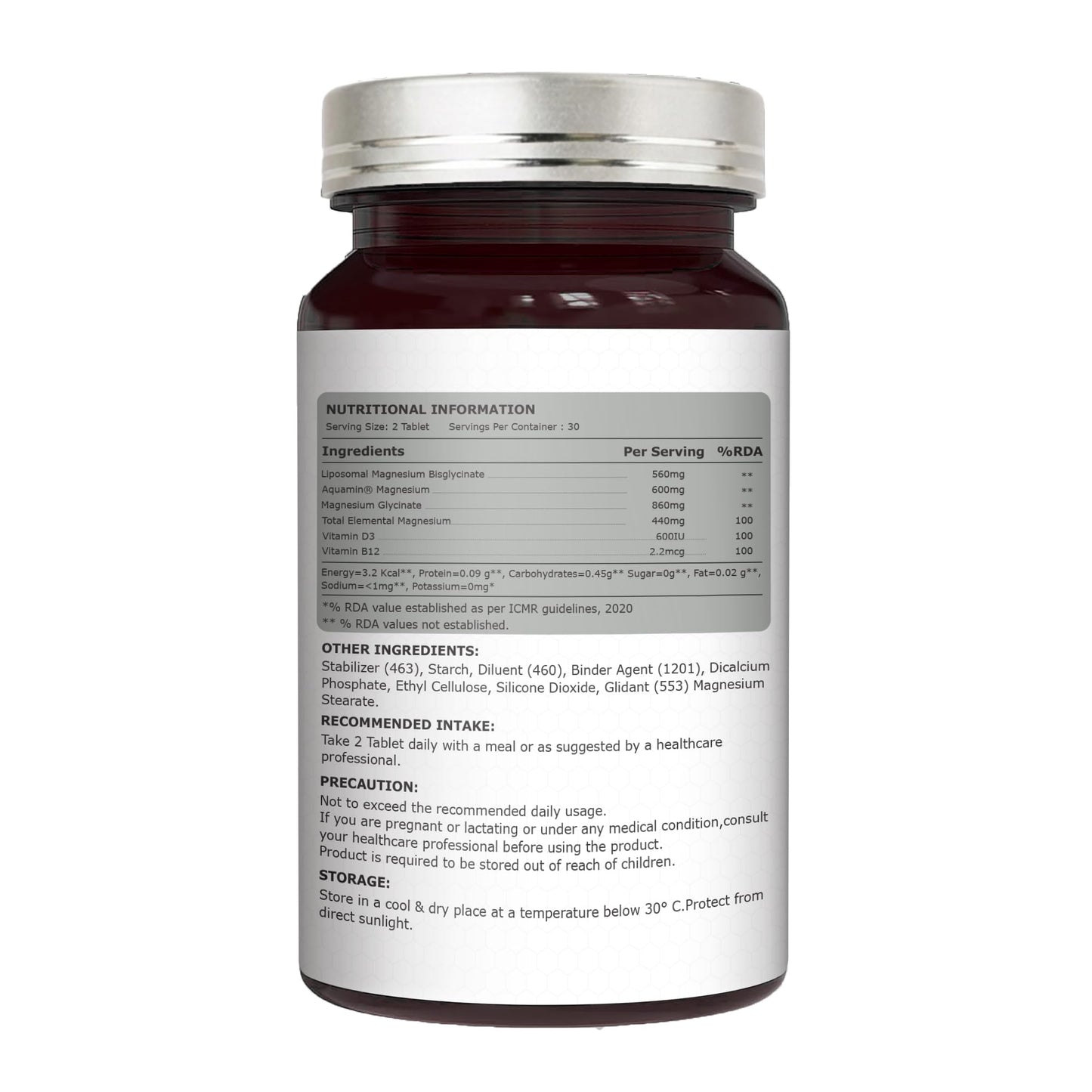 LipoMax Liposomal Magnesium Glycinate Supplement 440mg With Vitamin D3 & B12 | Magnesium Tablets For Muscle Relaxation, Sleep Support & Nerve Health - 60 Veg Tablets