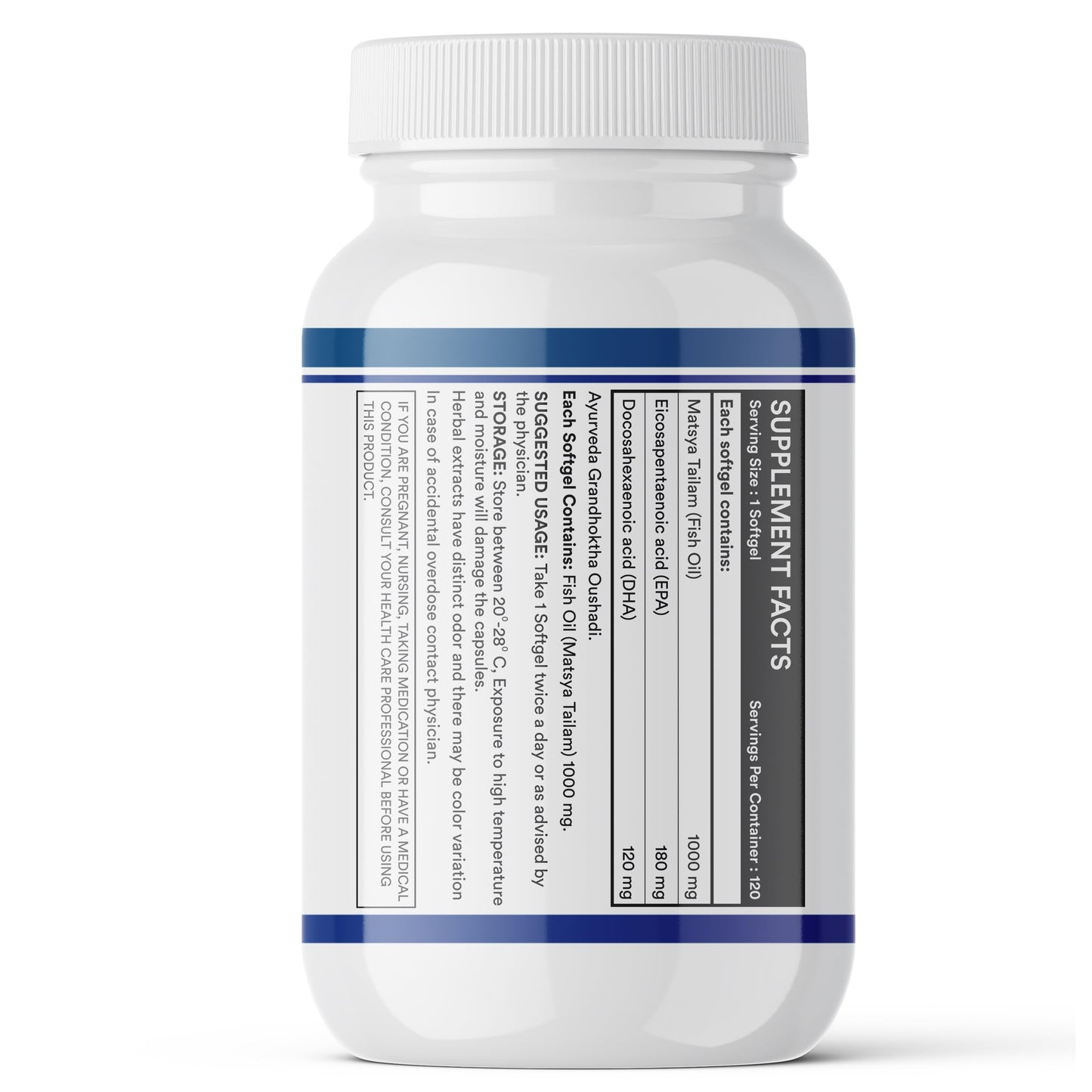 INLIFE Fish Oil Omega 3 Capsule 1000mg | Molecularly Distilled Highly Concentrated Supplement - 120 Softgels