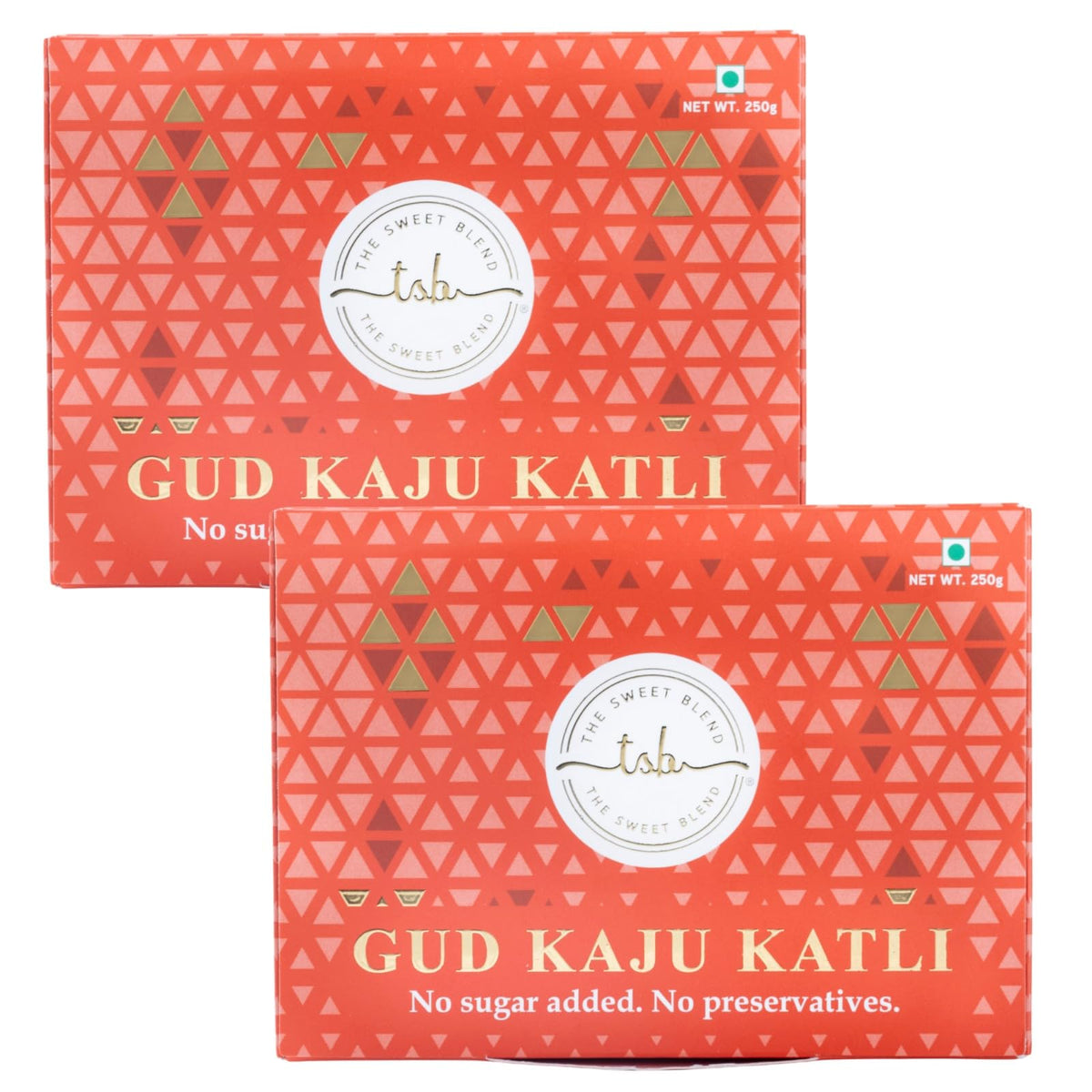 THE SWEET BLEND Gud Kaju Katli Pack of 2 (2×250 g) | Organic Jaggery & Cashew Mithai | No Added Sugar | Indian Sweets Gift Box | Authentic Healthy Dessert | Raksha Bandhan Gift