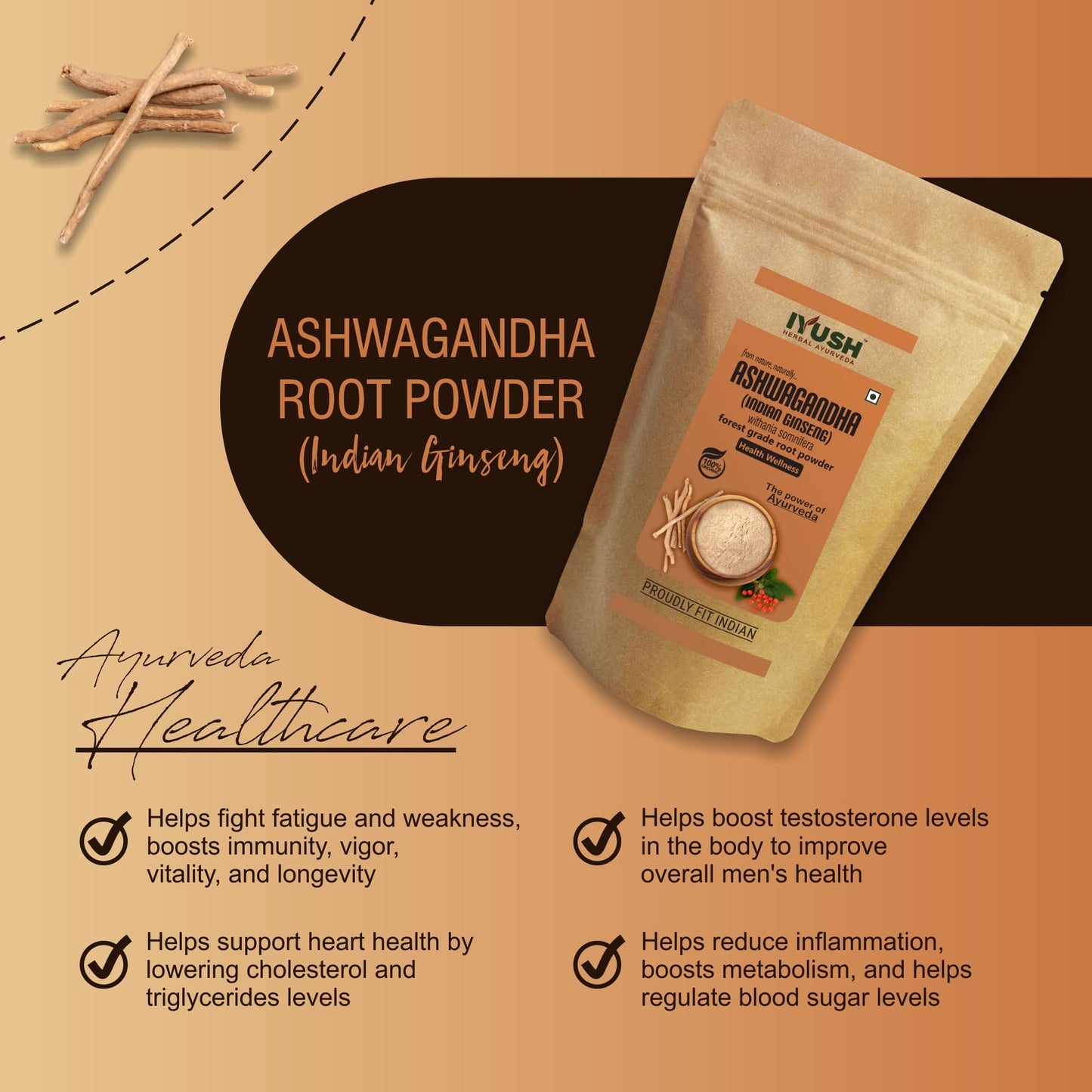IYUSH Herbal Ayurveda Ashwagandha Powder – 900gm | Aswagandhada Powder- image 6