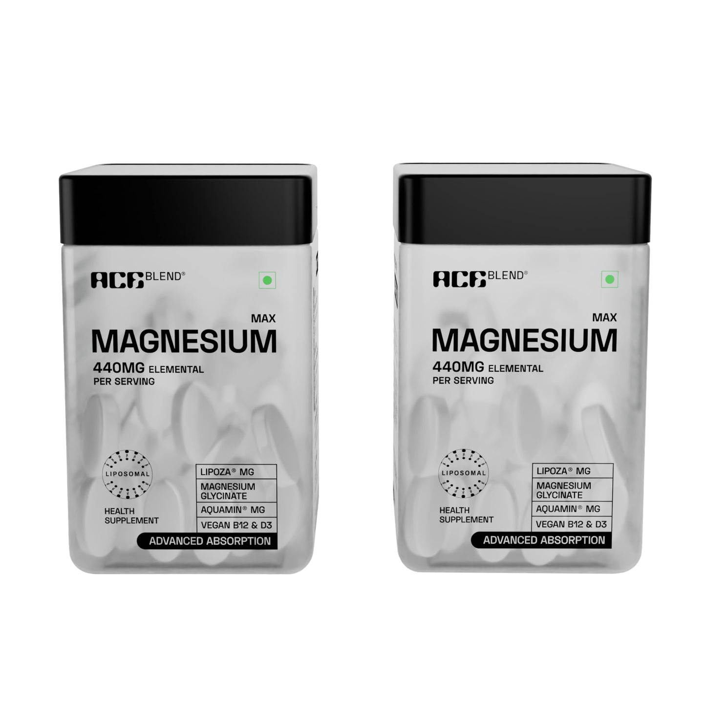Ace Blend Max Magnesium Glycinate (120 tablets) | 1600mg Triple Complex | 440mg Elemental Magnesium | Calcium, Vegan Vitamin B12 & D3 | Promotes Deep Sleep, Muscle Recovery & Heart Health