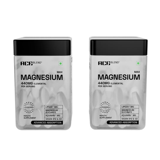 Ace Blend Max Magnesium Glycinate (120 tablets) | 1600mg Triple Complex | 440mg Elemental Magnesium | Calcium, Vegan Vitamin B12 & D3 | Promotes Deep Sleep, Muscle Recovery & Heart Health