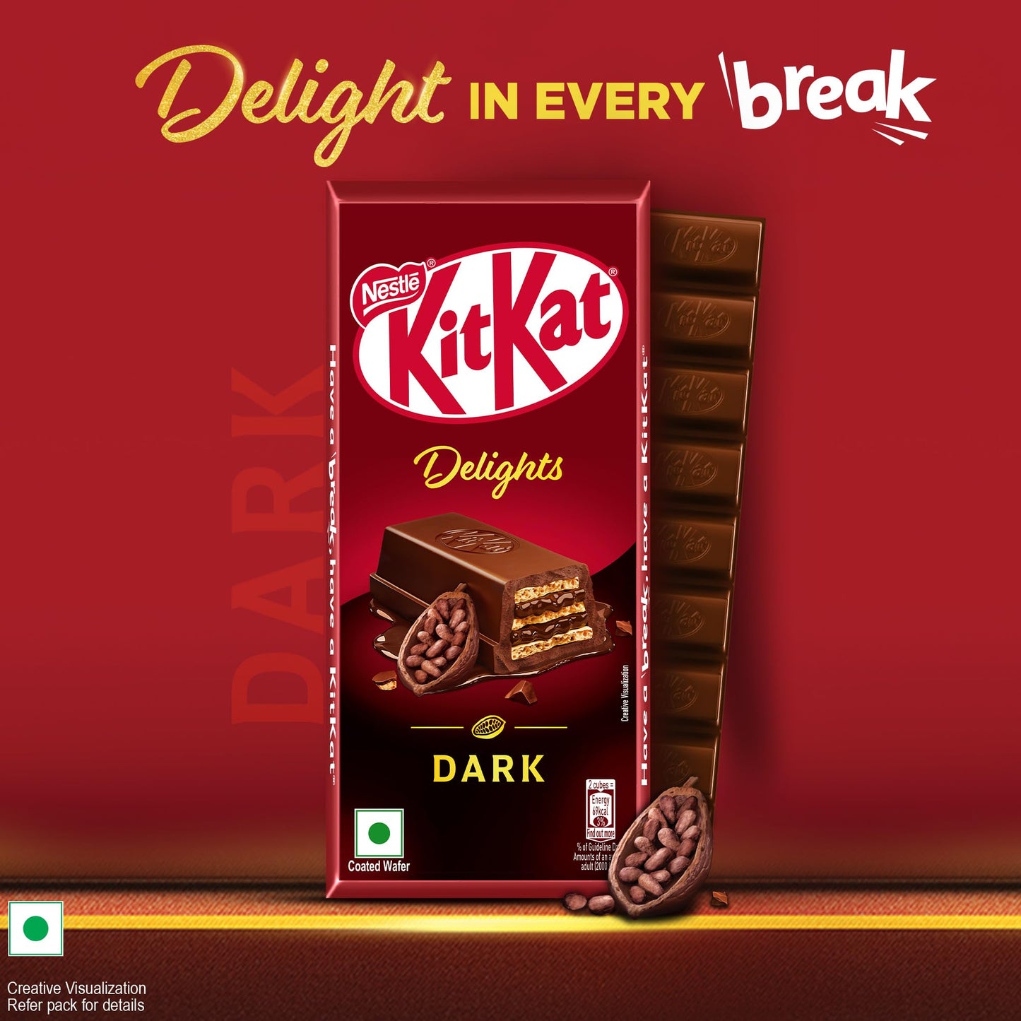 Nestlé KitKat Delight Dark Chocolate Coated Wafer Bar, 150g
