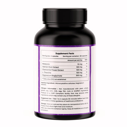 VREEX SLEEPEE with Natural Ingredients Melatonin, Valerian Root, Chamomile, L-Theanine & Magnesium Bisglycinate – Relax & Sleep Support (60 Veg Capsules)