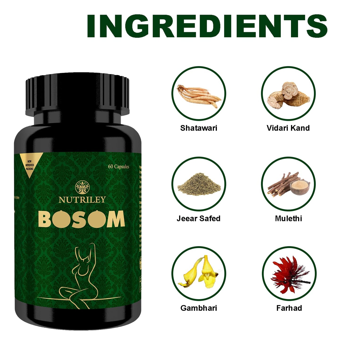 NUTRILEY Ayurvedic Capsules for Women With Shatawari, Vidari Kand, Mule- image 3