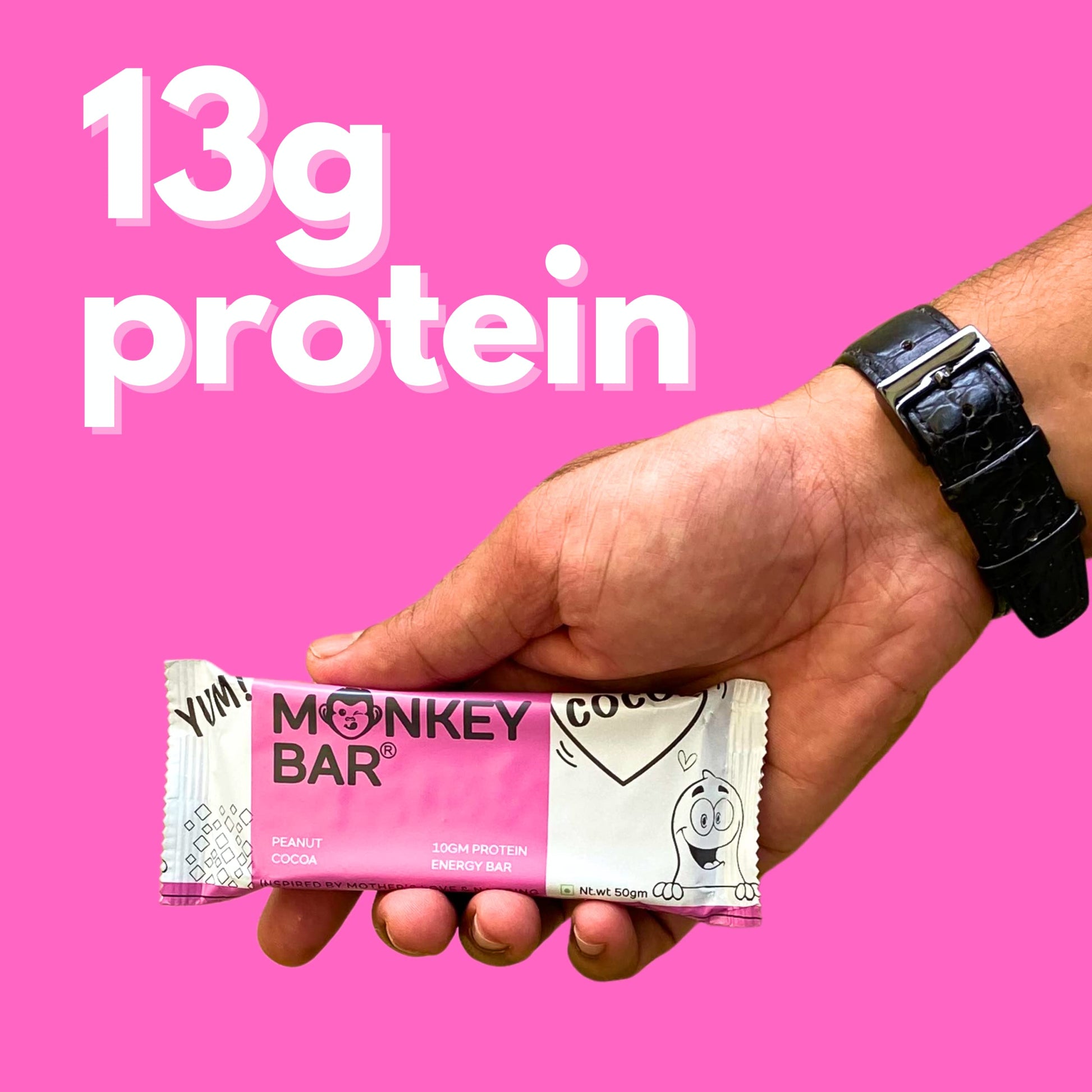 MONKEY BAR - Peanut Cocoa Protein Bars - 8 Bars, 50g each, 13g Protein,- image 4