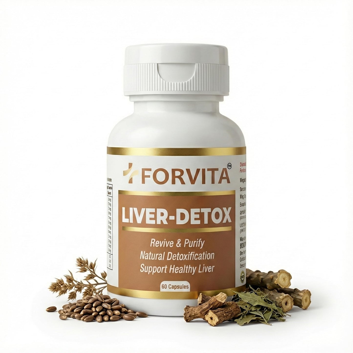 FORVITA Liver Detox With Milk Thistle, Kutki, Kalmegh, Guduchi, Triphala, Turmeric | Liver Cleanse, Fatty Liver & Antioxidant Support | 10:1 Concentrated Herbal Extracts | 60 Veg Capsules