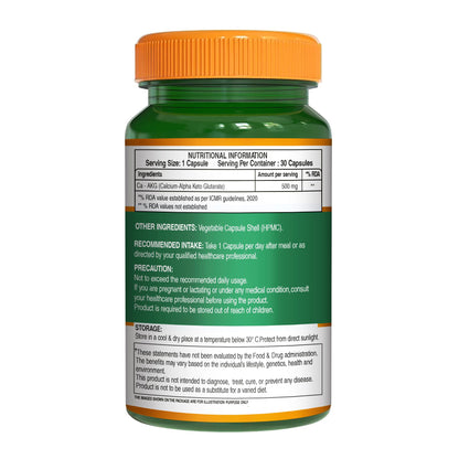 Pure Nutrition Ca-AKG - (500mg) - 30 Veg Capsules | Calcium Alpha-Ketoglutarate Supplements For Cellular Energy & Joint Health | Support Healthy Aging, Athletic Performance & Muscle Recovery