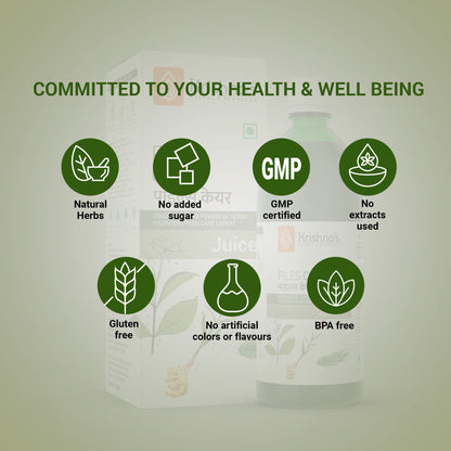 KRISHNA'S HERBAL & AYURVEDA Piles Care Juice - 1000 Ml, Ayurvedic Piles Care Expert, Goodness Of Chitrak Mool, Bachh, Kutaj, Bilav & 6 Other Herbs