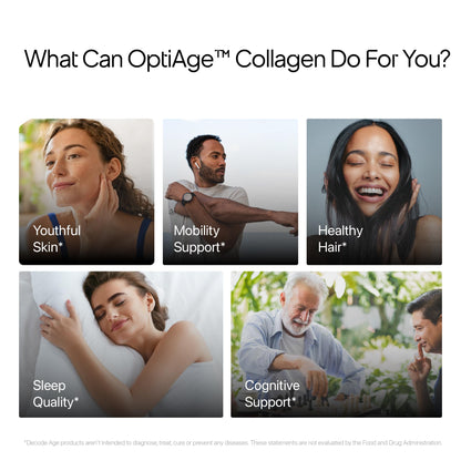 Decode Age OptiAge Collagen Supplement | Supports Hair, Skin, Bone and Joint Health | 75 gm, 14 Servings