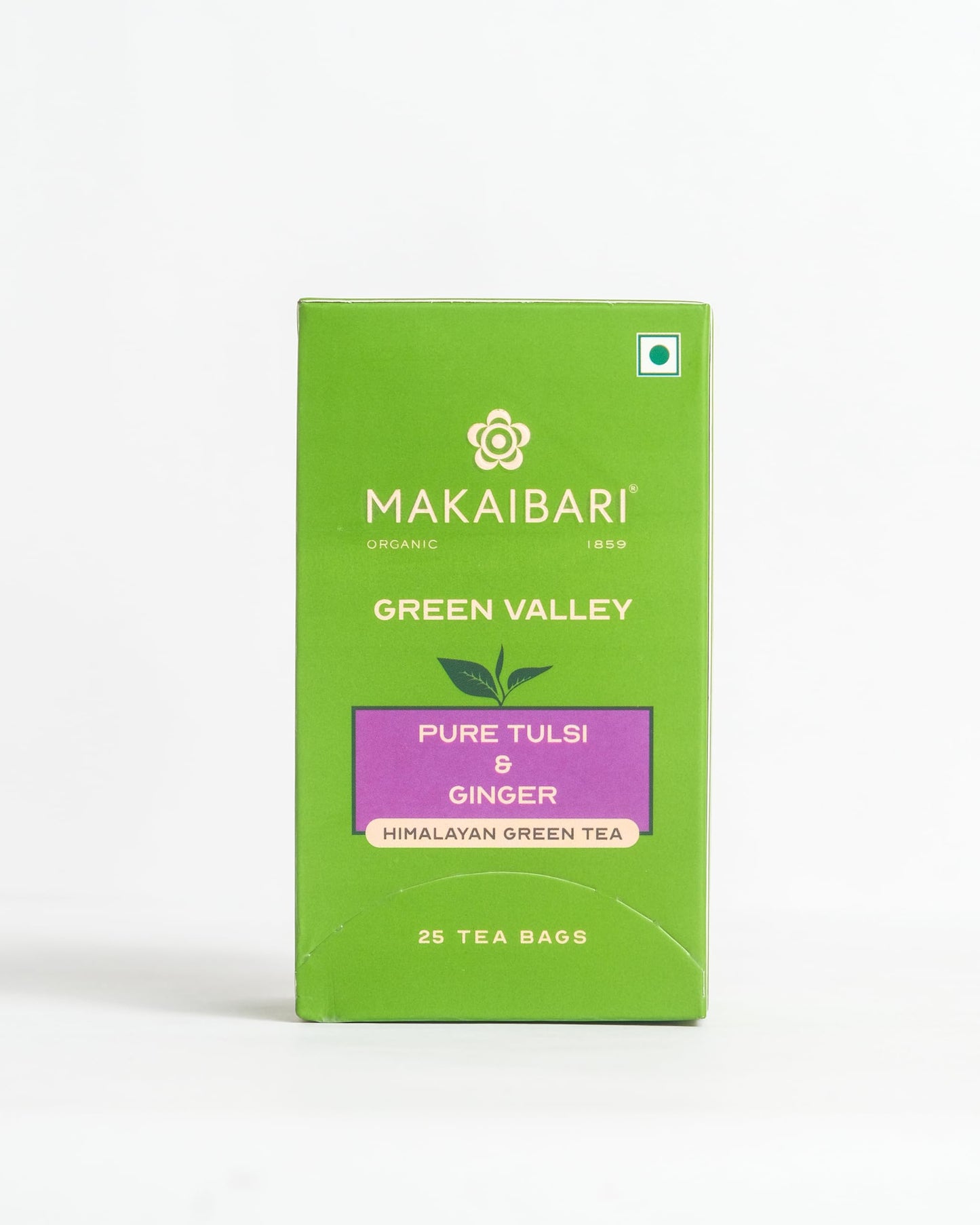 Makaibari Green Valley Apoorva Pure Tulsi and Ginger Green Tea bags | Premium Green Tea | Anti-Oxidants, Immunity Booster | 25 Tea bags | 45g